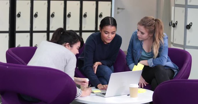 Female students working on a project together