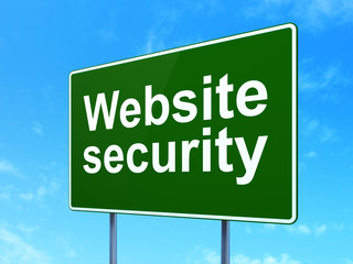 Protection concept: Website Security on road sign background