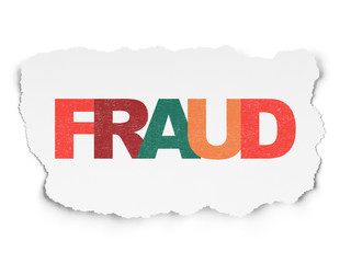Protection concept: Fraud on Torn Paper background