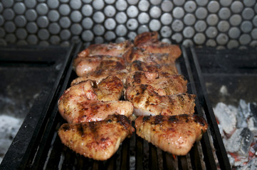 Cooking chicken wings grilled