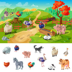 Cartoon Farm Animals Illustration