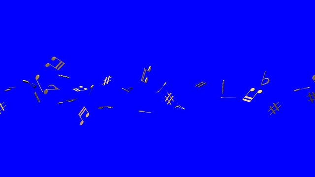 Brass Musical Notes On Blue Chroma Key.
Loop able 3DCG render Animation.