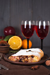 strudel and wine