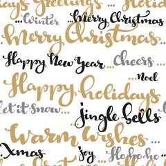 Seamless pattern of Christmas greetings and wishes calligraphy b