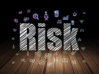 Finance concept: Risk in grunge dark room
