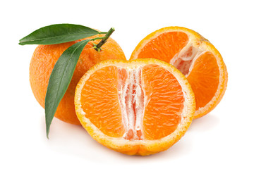Tangerine tropical fruit on white