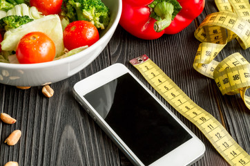 concept diet, slimming plan with vegetables mock up