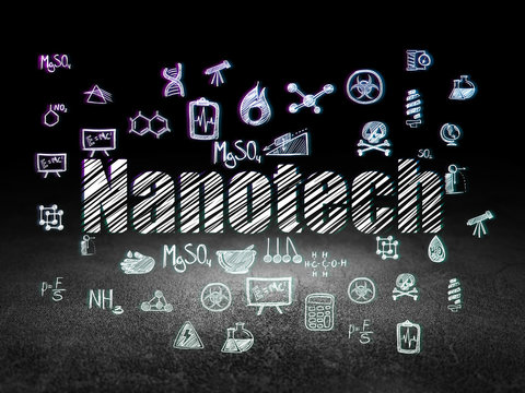 Science concept: Nanotech in grunge dark room