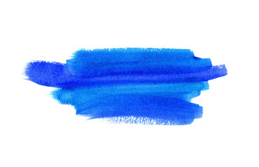 Bright blue watercolor blot on white background