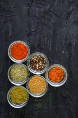 Obraz na płótnie Canvas Various spices and herbs on white background.