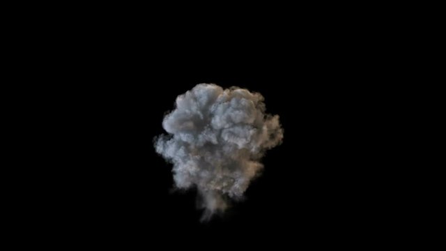 Explosion with lots of smoke, isolated on black background