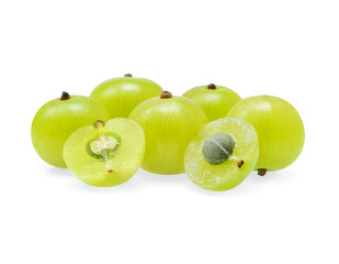 gooseberries Indian gooseberry on white background