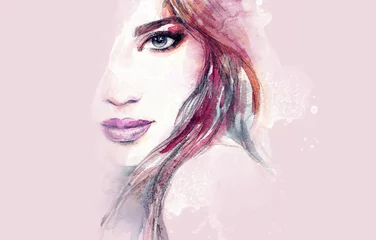 Photo sur Plexiglas Visage aquarelle Visage de femme abstraite. Illustration de mode. Peinture à l& 39 aquarelle
