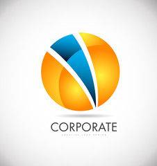 Corporate orange blue sphere logo icon design