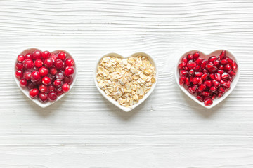 concept healthy for heart food on wooden background top view