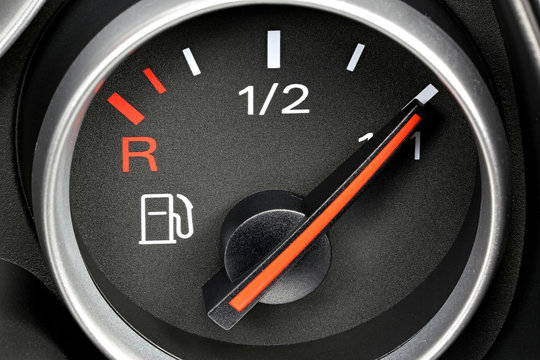 fuel gauge in car dashboard - full