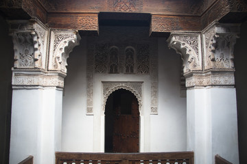 Inside the five century old school or medersa of Ben Youssef in the center of Marrakesh, Morocco
