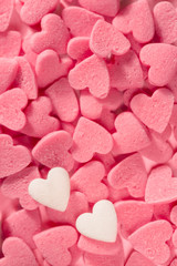 Obraz premium Pink and white decorative sugar hearts. Valentine's day or wedding