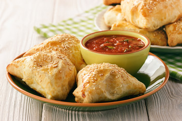 Puff pastries with meat (samosa) - traditional uzbek and indian pastry.