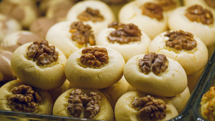 Turkish traditional cookies with walnut