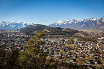 Obraz premium Rheintal bei Feldkirch vom Viktorsberg aus gesehen