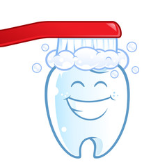 Fun illustration of a toothbrush cleaning a teeth
