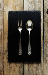 Brass spoon and fork