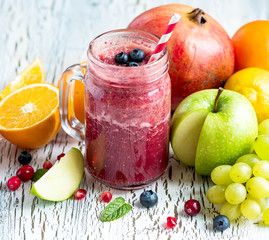Berry and fruit smoothie, healthy detox vitamin diet or vegan food