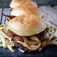 Smokey Pork Sliders on Rustic Wood. Instagram Style.