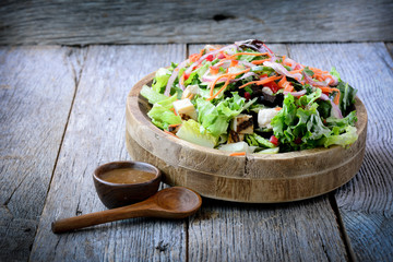 Salad Banh mi with chicken on wood