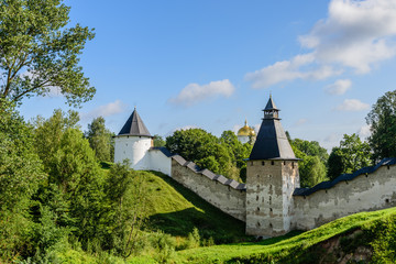 Obraz premium Ancient Russian monastery, Pechory, Pskovskaya oblast, Russia