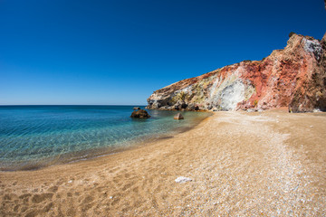 Unusual vivid colors of Palepchori beach, Milos, Greece