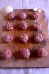Meatballs waiting to go in the oven