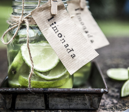 Limeade in jars 