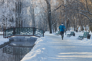 Running man in winter park
