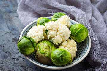 Brussels sprouts and cauliflower