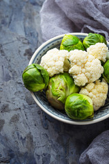 Brussels sprouts and cauliflower