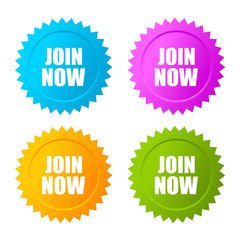 Join now star stickers set
