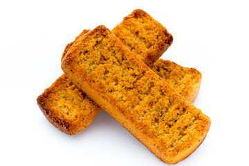 Crumbs of bread croutons. Eco food.