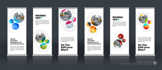 Abstract business vector set of modern roll Up Banner stand desi