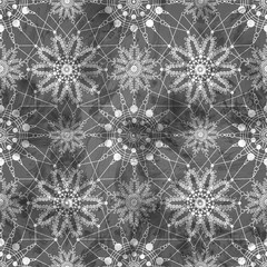 Lace pattern seamless with flowers on dark vintage background. Vector illustration.