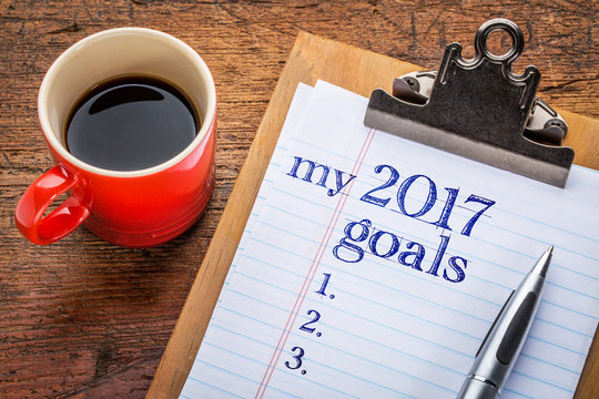my 2017 goals on clipboard