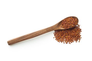 Red quinoa seeds.