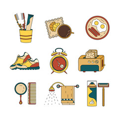 Good morning thin line vector icon set