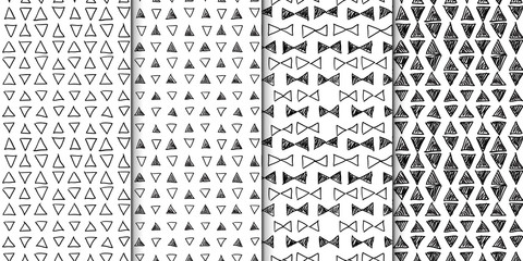 abstract seamless pattern set with hand drawn triangles