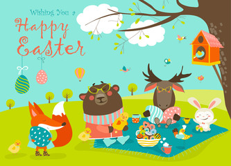 Obraz na płótnie Canvas Animals celebrating Easter