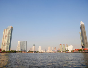 Chao Phraya river and Bangkok city, the capitol of Thailand