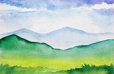 Watercolor mountains - 131143516