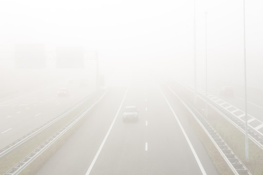 Fog on the A2 motorway in Amsterdam
