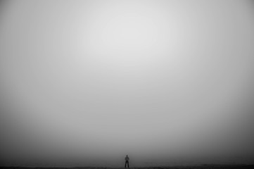 Silhouette of man with space for text 